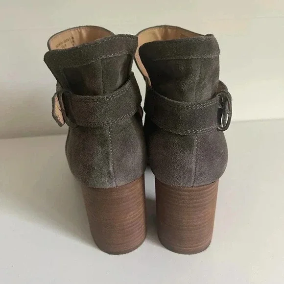 Joes Jeans 10 Gray Suede Cassia Blocked Heel Suede Bootie Boot Open Toe - Picture 7 of 11